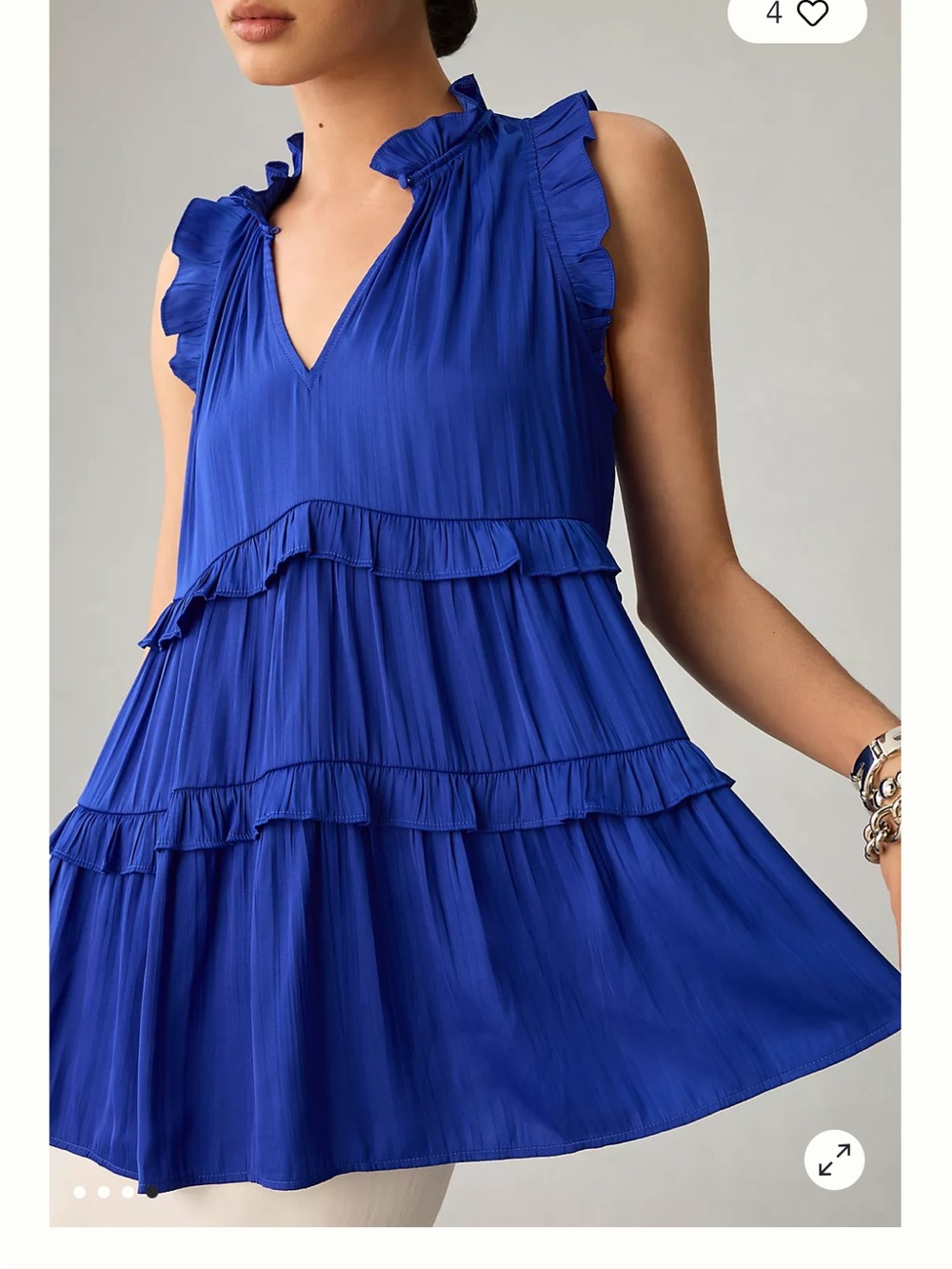 Anthropologie Royal Blue Ruffle Tiered Sleeveless Top size XL